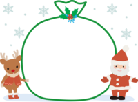 圣诞老人、驯鹿和礼品袋圣诞装饰框