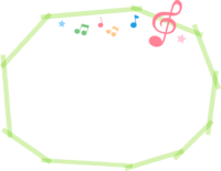 Pink treble clef and yellow-green marker-like frame decoration frame of musical notes