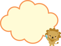 Mokomoko frame of lion brushing teeth Decorative frame