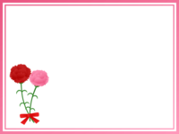 赤とピンクのカーネーションの二重線フレーム飾り枠