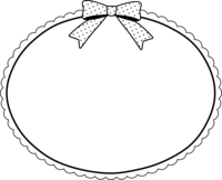 Ribbon with polka dots and oval black and white frame Decorative frame