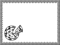 披萨和格子图案(黑白装饰框)