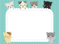 Light blue Mokomoko frame of cute cats Decorative frame