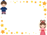 七夕织女、彦星和星星装饰框