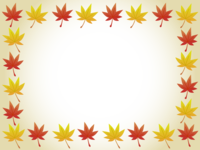 秋の紅葉-もみじのフレーム囲み飾り枠