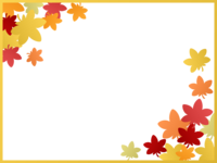 色鮮やかな紅葉(もみじ)の2隅の金色フレーム飾り枠