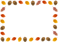 秋の紅葉とドングリのフレーム飾り枠
