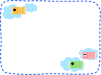 Blue dotted frame of carp streamer and clouds Decorative frame