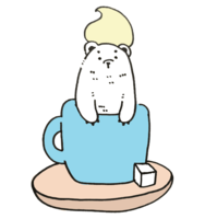 Polar bear awakened in a cream latte