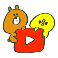 Bear and chick climbing on Youtube-style icon