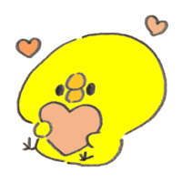 A chick holding a heart and rolling