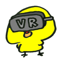 VRを体験中のひよこ