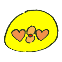 A chick with emoji-like eyes as a heart