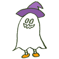 A person who is doing Halloween cosplay of a witch and a ghost