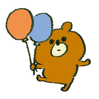 An exciting bear with a balloon