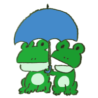 A frog that survives the rain with two people