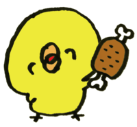 Chick presenting meat