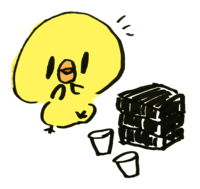 Chick who is pleased with the cherry blossom viewing lunch