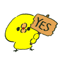 YES(イエス)のふだをかかげるひよこ