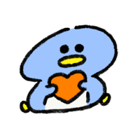 Penguins sitting with a heart