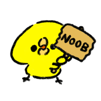 Chick with NOOB sign