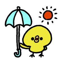 日傘をさすひよこ