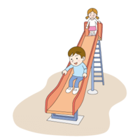 滑り台で遊ぶ子供たち