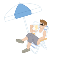 Man drinking beer on a beach chair
