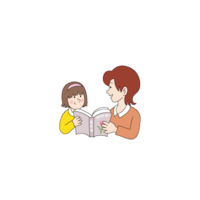 Mother and daughter reading a book