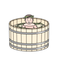 Boy soaking in iris bath