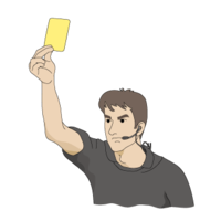 Referee issuing a yellow card