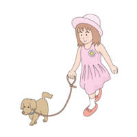 和狗散步的女孩