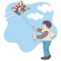 Boy raising a kite