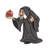 Witch with a poisoned apple