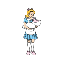 Alice holding a baby pig