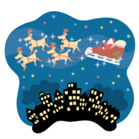 Santa going through the night sky