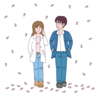 桜の花びらと恋人たち