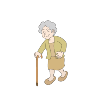 Grandmother with a cane