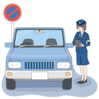 違法駐車を取り締まる婦人警官