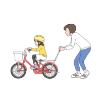 练习自行车的妈妈和女儿