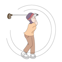 ゴルフスイングする女子