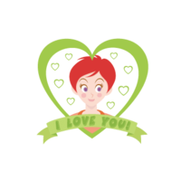 Heart, ribbon and girl (green)