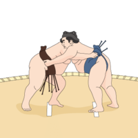 Four sumo wrestling