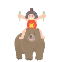 Kintaro straddling a bear