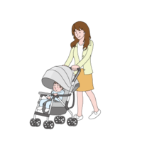 Mom pushing a stroller