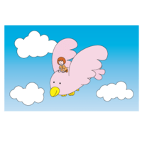 鳥に乗った少女