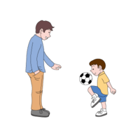 玩足球的父亲和儿子