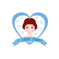 Heart, ribbon and girl (blue)