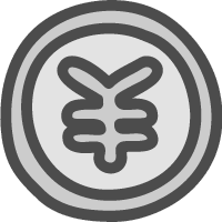 Yen coin-Cute handwritten style illustration icon with ¥ mark <Silver-Silver>