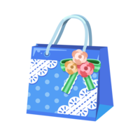 Blue paper bag (paper bag) material with lace and ribbon that can be used for White Day